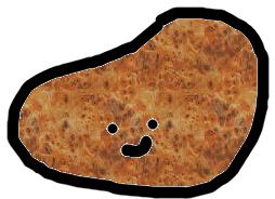 A low-quality cartoon drawing of a potato with a little cute face.